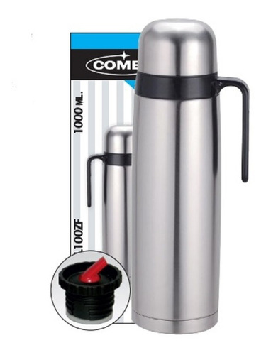 Termo Acero Inox 1 Lt Manija Rígida Comet Tapón Cebador