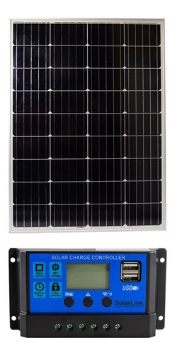 Imagen 1 de 1 de Kit Panel Solar Monocristalino 5bb 100 Watts 100wp + Reg 20a