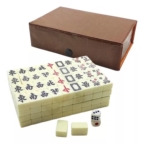 Mini portátil 144 conjunto de Mahjong Mah jong mesa de juego