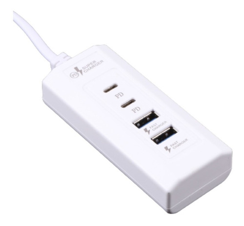 Multi Cargador De Enchufe 2 Usb Y 2 Pd Tipo-c 5v