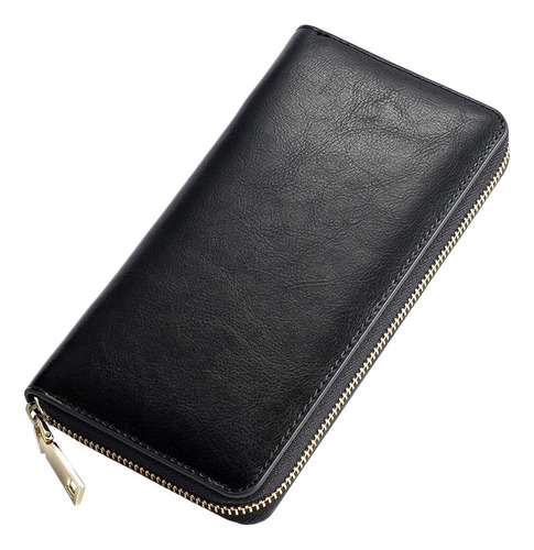 Cartera Sin Logotipo De Piel Con Cremallera Larga Unisex