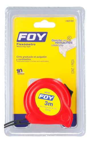 Metro Flexómetro De 3m X 13mm Métrico Y Pulgadas Foy®
