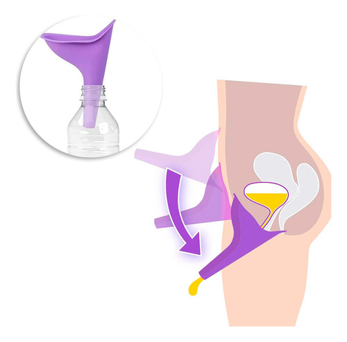 Orinal Urinario Portátil Femenino De Silicona Reutilizable Para Mujeres Greenclef Dispositivo De Micción De Pie Para Camping Viajes Actividades Al Aire Libre Flexible Y Fácil De Usar Color Lila