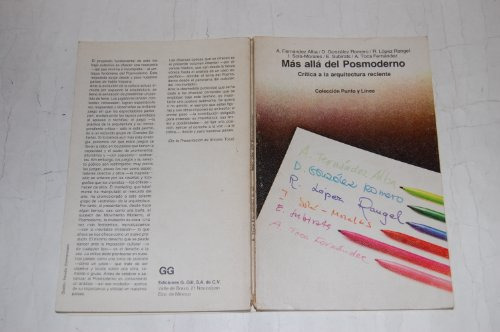 Libro Mas Alla Del Posmoderno De A Fernandez Alba Ed: 2