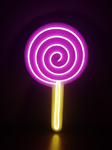 Cartel Neón Led Golosinas Chupetín Paleta