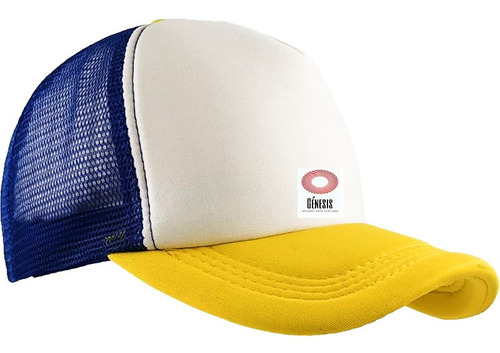 Gorra Trucker Niño Tricolor Amarillo Blanco Azul Sublimable