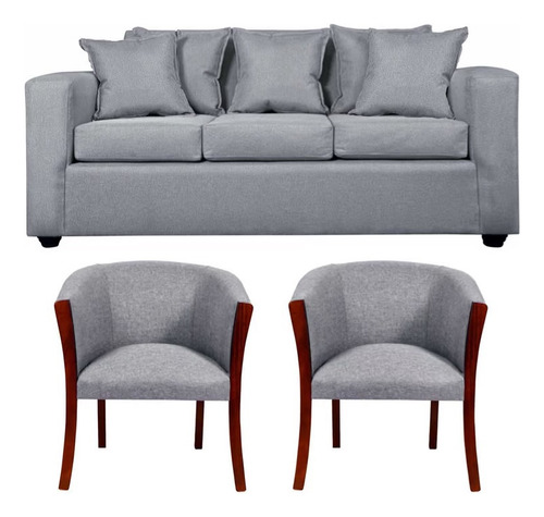Living Sofa Y Sitiales Color Gris Claro Sitial