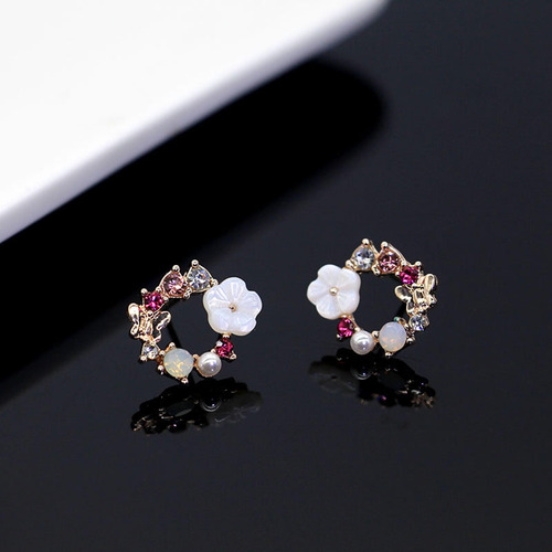 Pendientes B A La Moda Para Mujer Con Forma De Flor Y Perlas