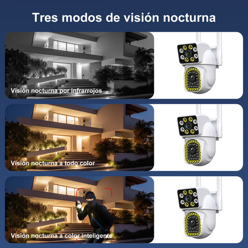 Cámara De Seguridad Wifi Exterior 8mp Alarma Con Doble Lente Cámara De Vigilancia Inalambricas Doble Pantalla Con Led