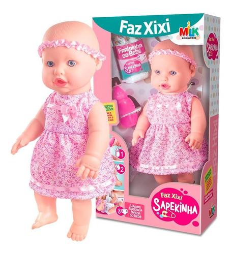  Boneca Baby Faz Xixi De Verdade Mamadeira Fralda Milk Toys 