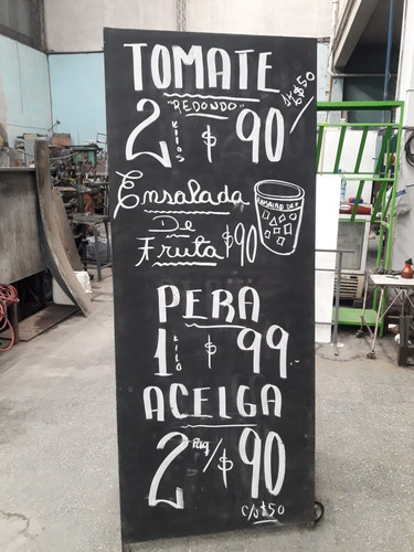 Pizarra Doble Cartel Chapa Pintura Tiza Con Ruedas