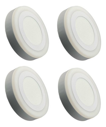 Pack4 Foco Panel Plafón Bicolor 12+4 W Redondo Sobrepuesto