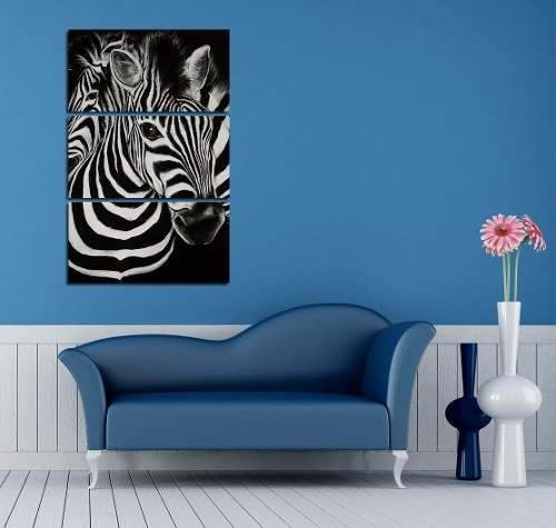 Cuadro 80x120cm Cebra Animal Print Blanco Negro