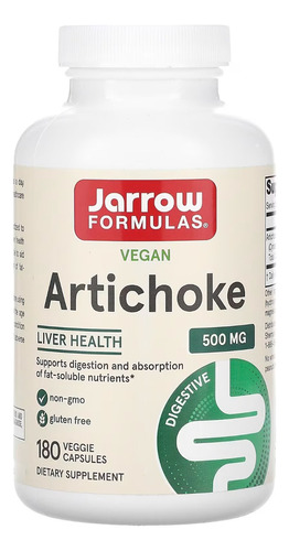 Jarrow Formulas Alcachofa 500 Mg 180 Capsulas Vegetales Sabor Sin Sabor