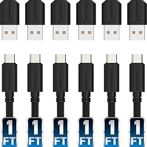 Sabrent [6 Pack] 22awg Premium 1ft Usb C To Usb A 2.0