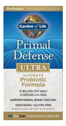 Probiótico Garden Of Life Primal Defense Ultra 200 Cap Doses Sabor Sem Sabor