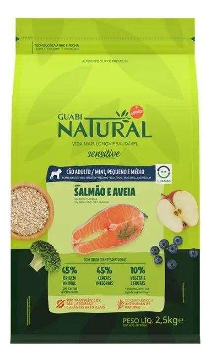 Ração Seca Guabi Natural para Cão Sensível Salmão Pequeno Adulto 2,5kg