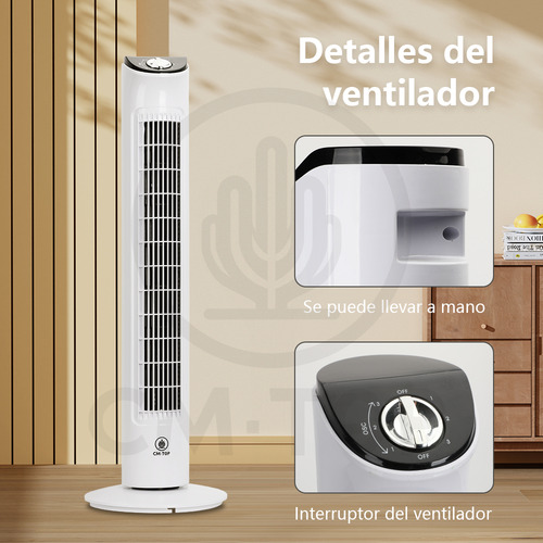 Ventilador De Torre Cm-top Oscilante Portátil Para El Hogar Color Blanco