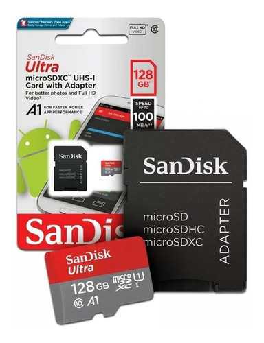 Micro Cartão Sd 128gb Sandisk Classe 10 80mbs