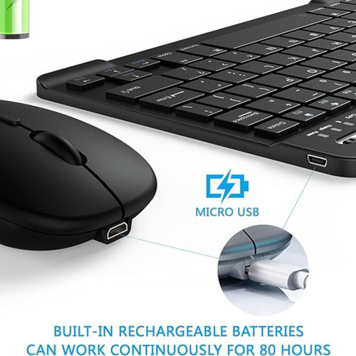Kits Teclado E Mouse+ Sem Fio E Bluetooth E Tablet- Preta- A