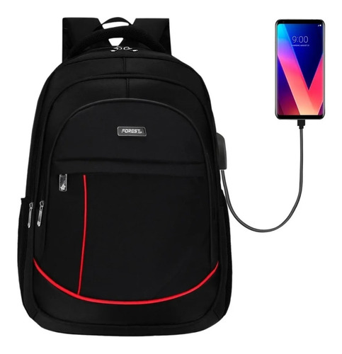 Imagen 1 de 10 de Mochila Porta Notebook Hasta 17' Urbana Ejecutiva Acolchada Smart Bag Con Usb Para Celular Capacidad Grande Escolar 