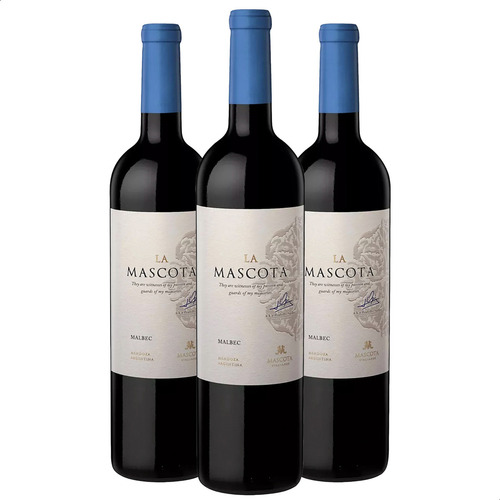 Vino tinto Malbec La Mascota 750 ml pack x 3 u