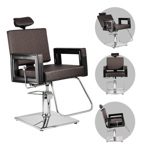 Cadeira de cabeleireiro e barbearia Dompel Dompel Cadeira Poltrona Square cor tabaco