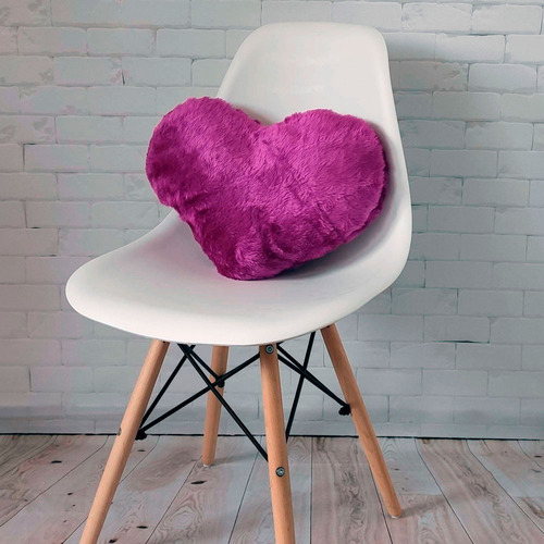 Almofada De Coração Pelúcia Pelo Curto Roxo Para Decoração