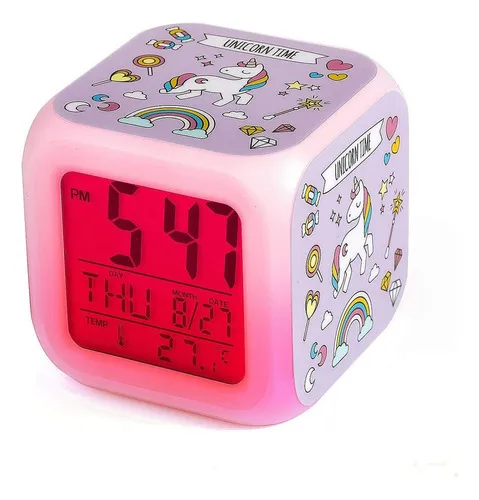 despertador infantil,Reloj despertador de unicornio rosa para