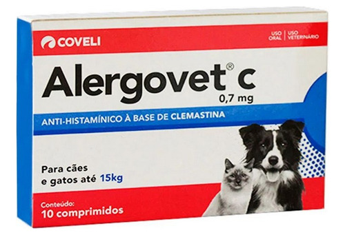 Antialérgico P/cães E Gatos Alergovet 0,7mg 10 Comp Coveli