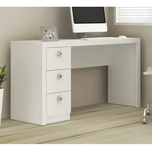 Mesa Escrivaninha Para Escritório Reversível 3 Gavetas ME4102 Branco Tecno Mobili