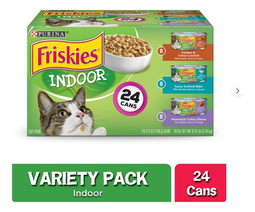 Friskies Indoor Comida Humeda Para Gatos 24 Latas De 5.5. Oz