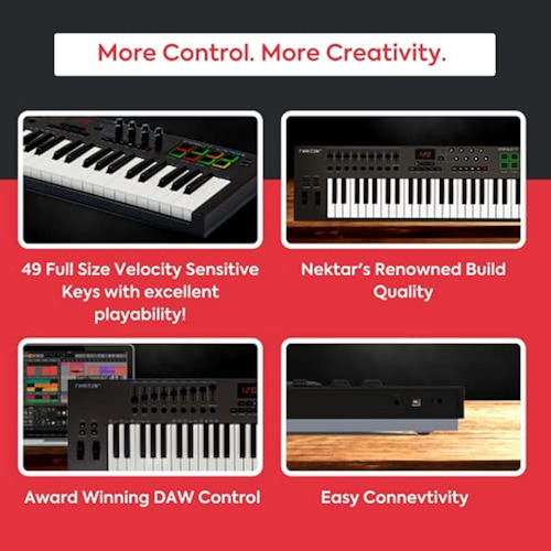 Controlador Midi Nektar Impact Lx49+, 49 Teclas Multicolor