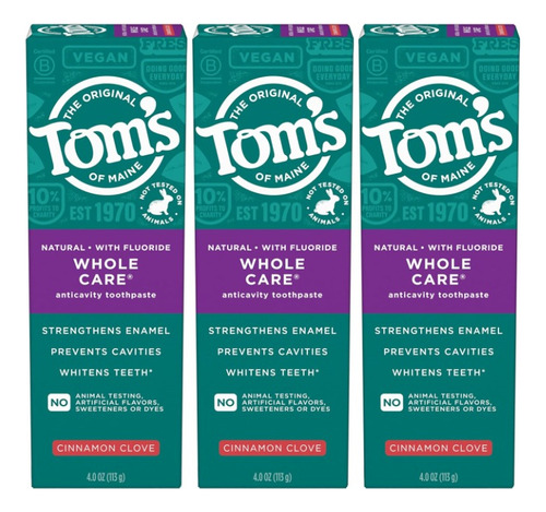 Toms Of Maine Pasta Dental, Sabor A Clavo De Canela 3 Pack