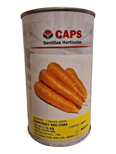 Semillas Zanahoria Caps 250 Gramos Lata Por Mayor 25000 Sem