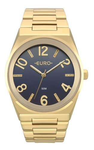 Relógio Euro Feminino Glitz Dourado - Eu2033bm/4a Cor do fundo Azul