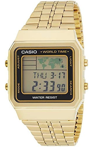 Reloj Casio World Time De Acero Inoxidable Dorado Para Hombr
