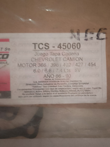 Juego Tapa Cadena   Chevrolet Camión Motor 366 396 427 454 