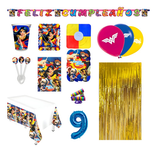 Kit Infantil Decoración Fiesta - Dc Super Hero Girls X36 Inv