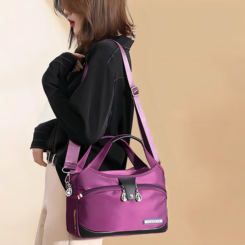 Oxford Fash Bolsos Impermeables De Tamaño Mediano Para Mujer Color Violeta Diseño De La Tela Liso