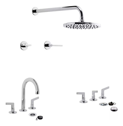 Set Griferia Ducha 2 Llaves Bidet Y Lavatorio Fv Arrayan