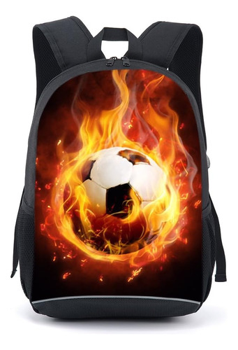 Mochila De Futbol Ideal Para Chicos, Color Negro