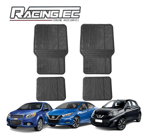 Juego 4 Pzas Tapete Universal Caucho Negro