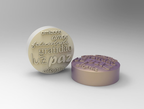 Molde Forma Silicone Redondo Paz-amor-felicidade Grande