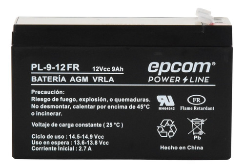 Epcom Batería Agm/vrla 12vcd 9ah Retardante A Flama, Pl912fr