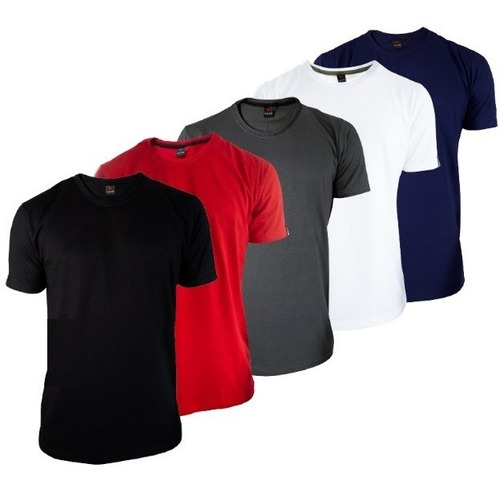 Imagem 1 de 8 de Camisetas Masculinas Basica Gola Redonda 5 Unidades, Algodão