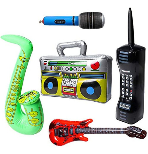 Watinc 5 Piezas Inflables Rock Star Party Favor, Boom Box In