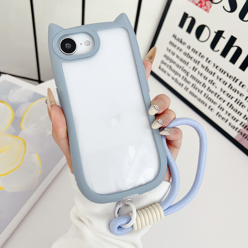 Funda De Acrílico Transparente Transparente Con Orejas De Gato Aptas Para Teléfono Apple 16e 16promax, Corta, A Prueba De Golpes