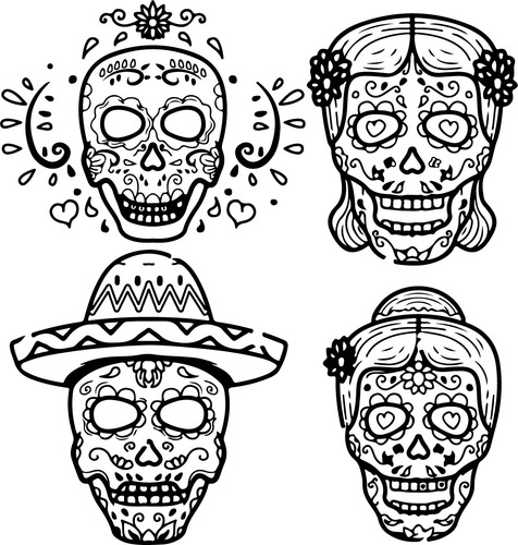 Colección De 20 Vectores De Calaveras Mexicanas