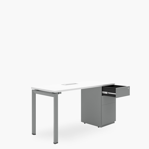 Escritorio Neo Con Pasacables 140x60 Con Cajonera Metalica
